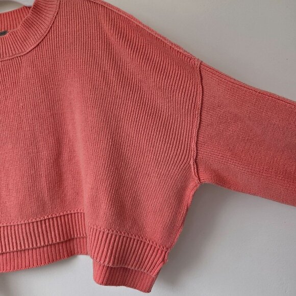 Free People Easy Street Crop Sweater in Guava Juice Medium - Picture 3 of 8